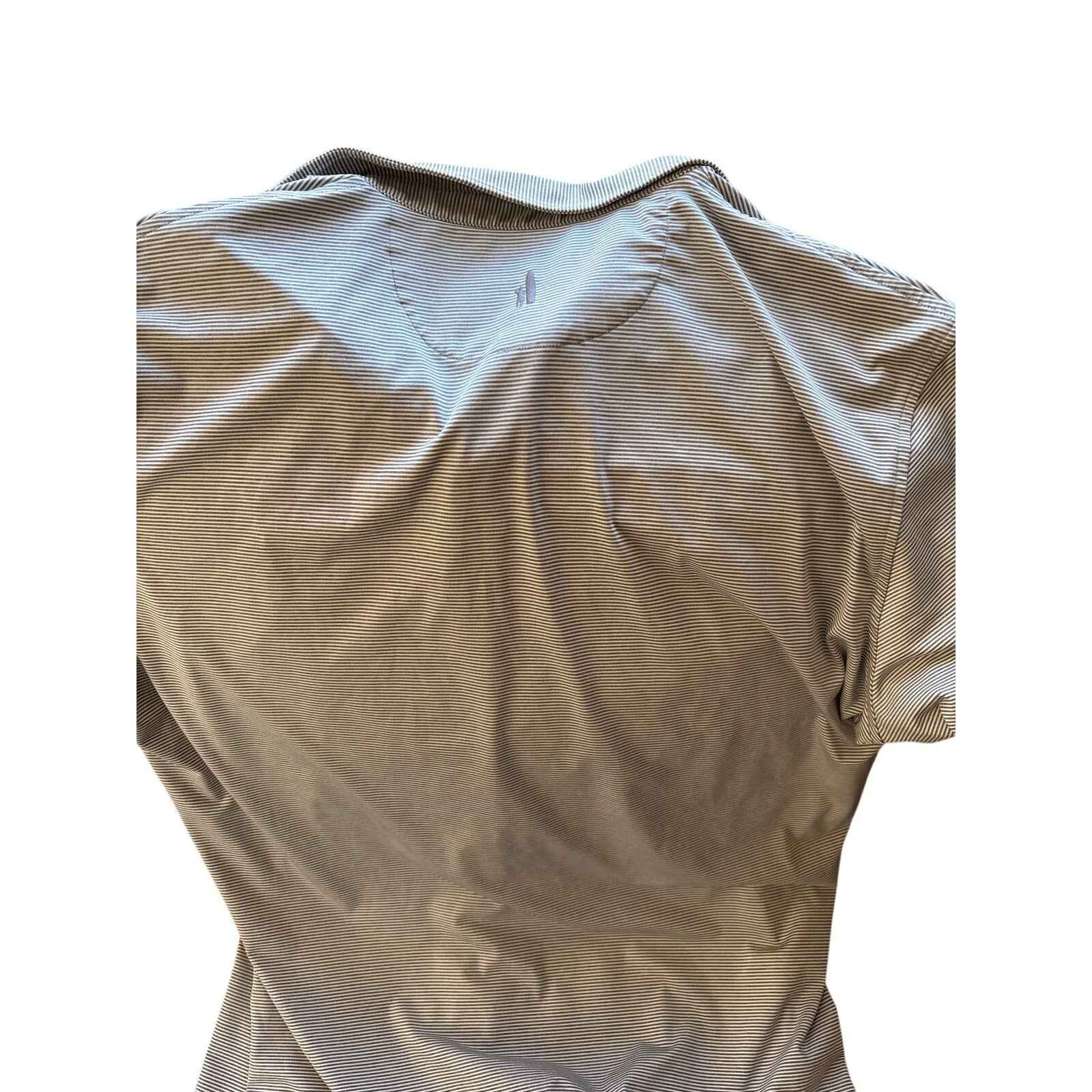 Men's Johnnie O Gray and White Pin Stripe Short Sleeve Spartan Shirt Sz L