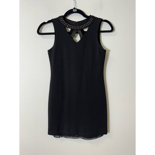 Girls Elisa B. Black Rhinestone Neck Dress Sz 12