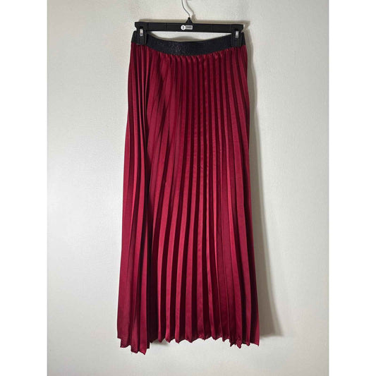 Natacha Red Mini Pleat Midi Skirt Sz S