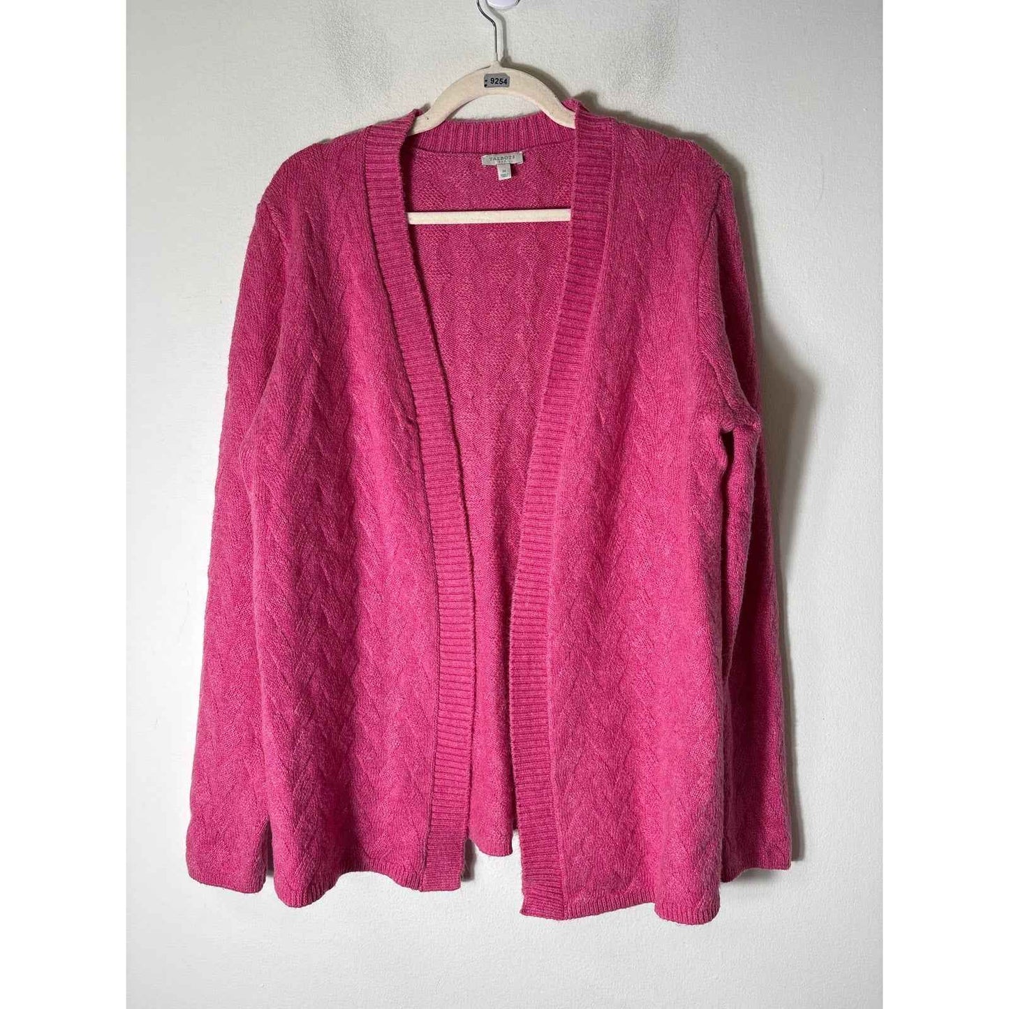 Talbots Pink Cable Knit Open Front Long Cardigan Sz  M
