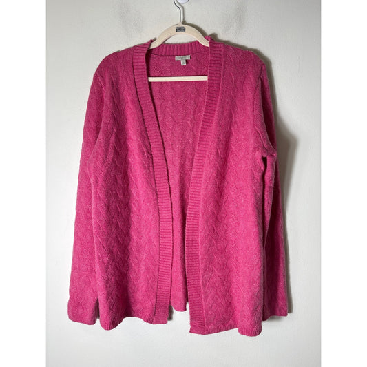 Talbots Pink Cable Knit Open Front Long Cardigan Sz  M
