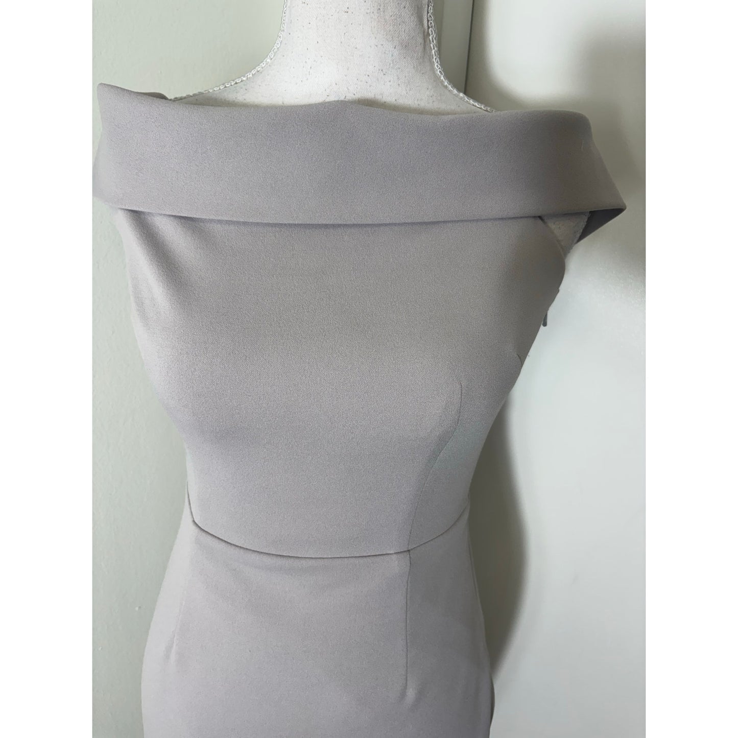 Katie May Gray Off The Shoulder Foldover Column Gown sz 4