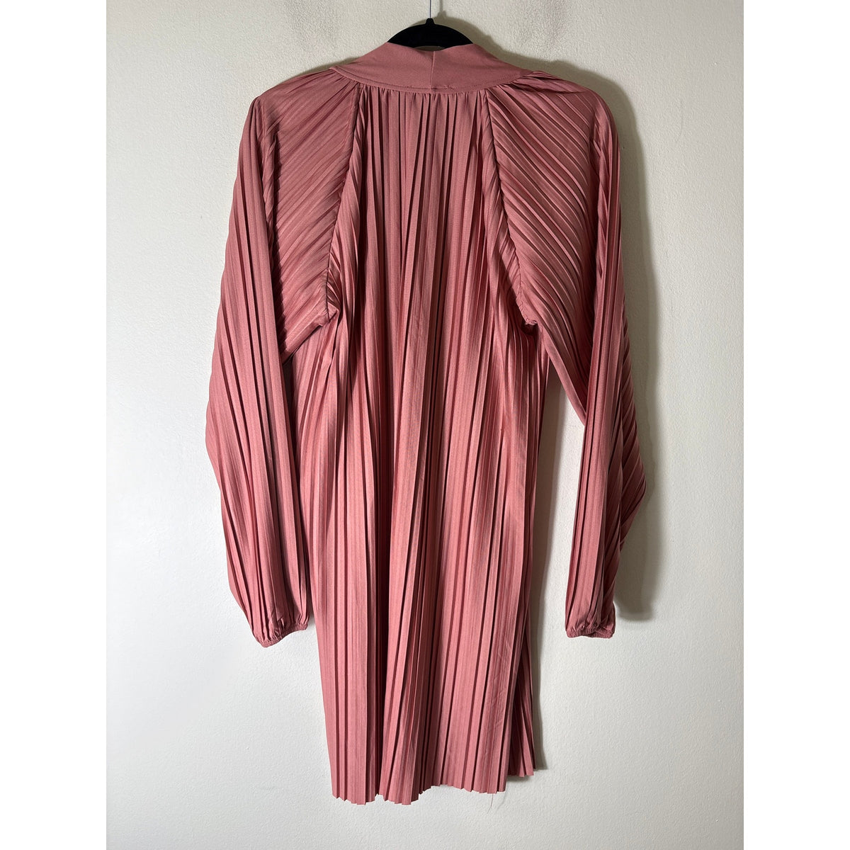 Zara Dusty Rose Pleated Long Sleeve Knee Length Dress Sz S