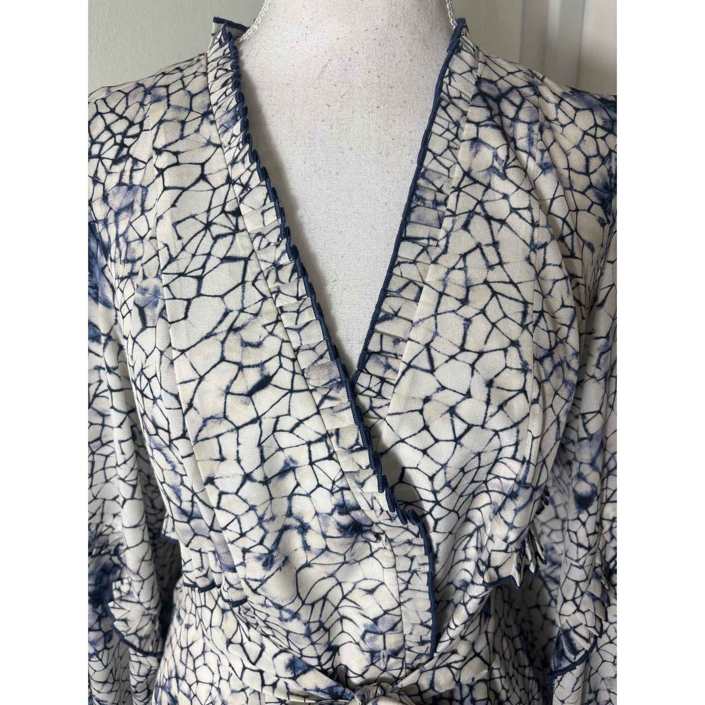 Alexis Blue and White Tie Dye Printed Mini Dress Sz S