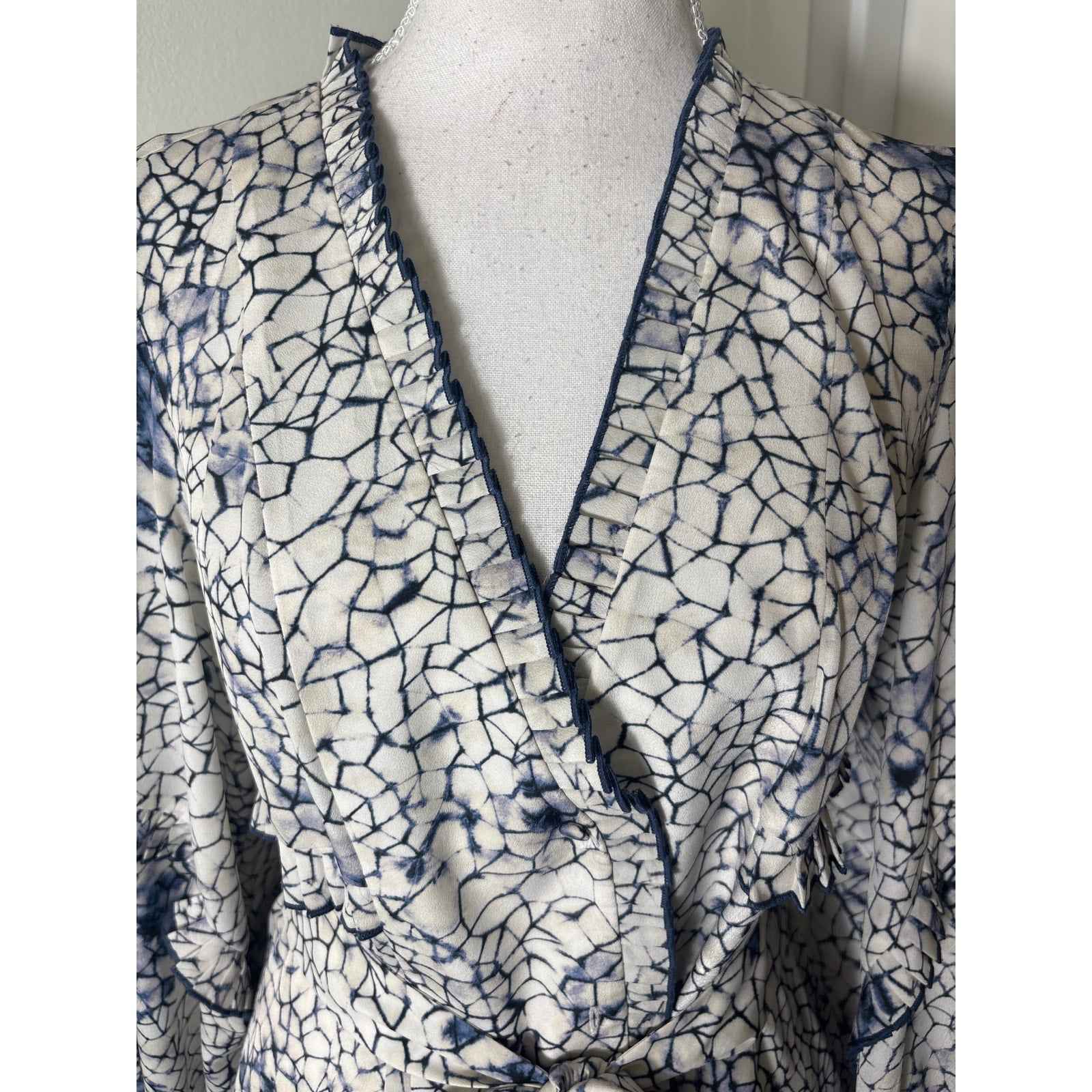 Alexis Blue and White Tie Dye Printed Mini Dress Sz S