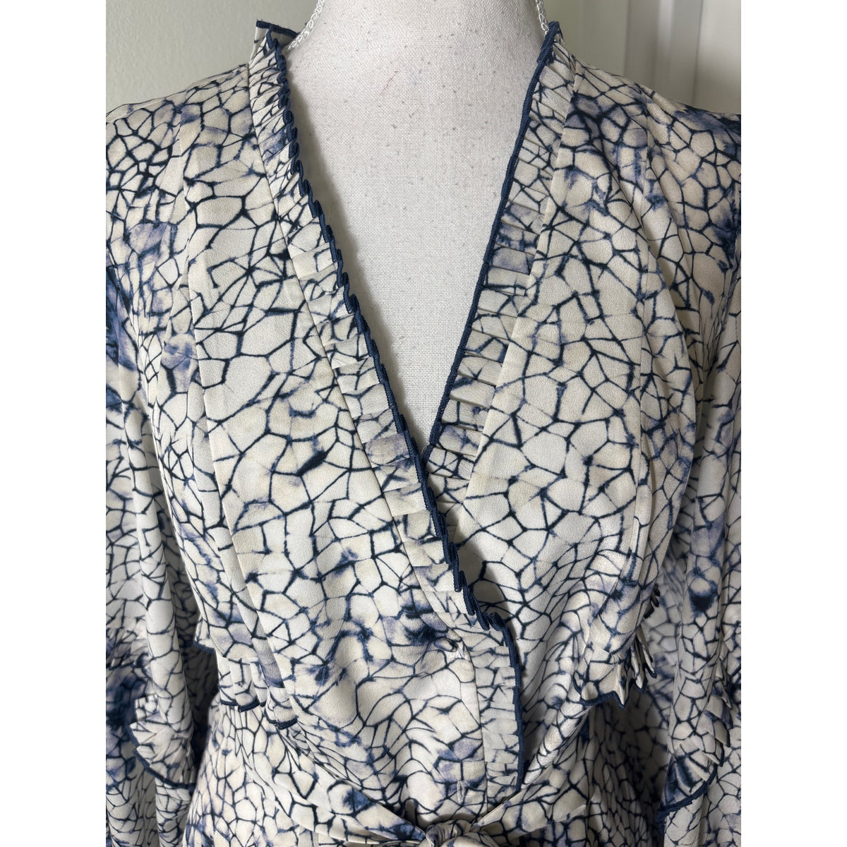 Alexis Blue and White Tie Dye Printed Mini Dress Sz S