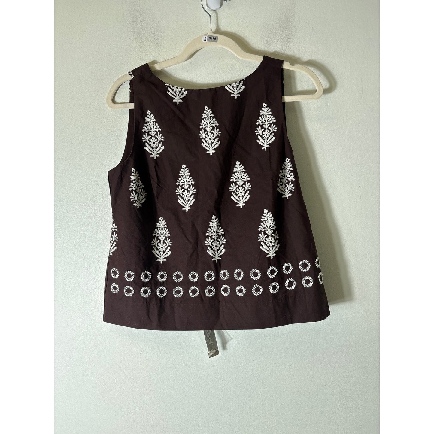 NWT J.Crew Pebble Brown Block and Beaded Top Sz 4