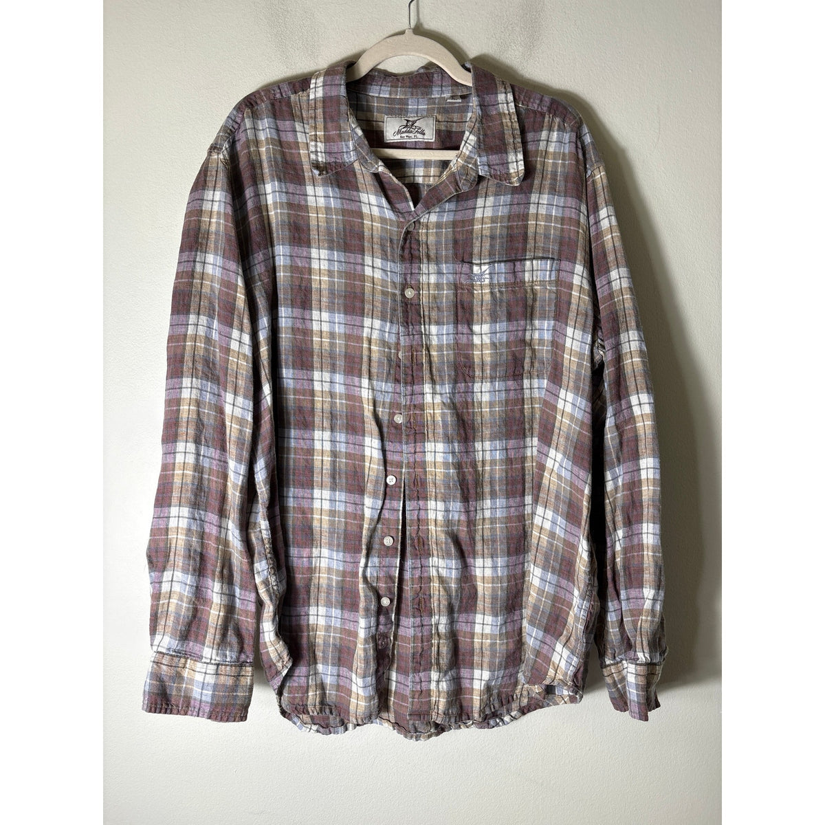 Mens Madda Fella Plaid Long Sleeve Sz L