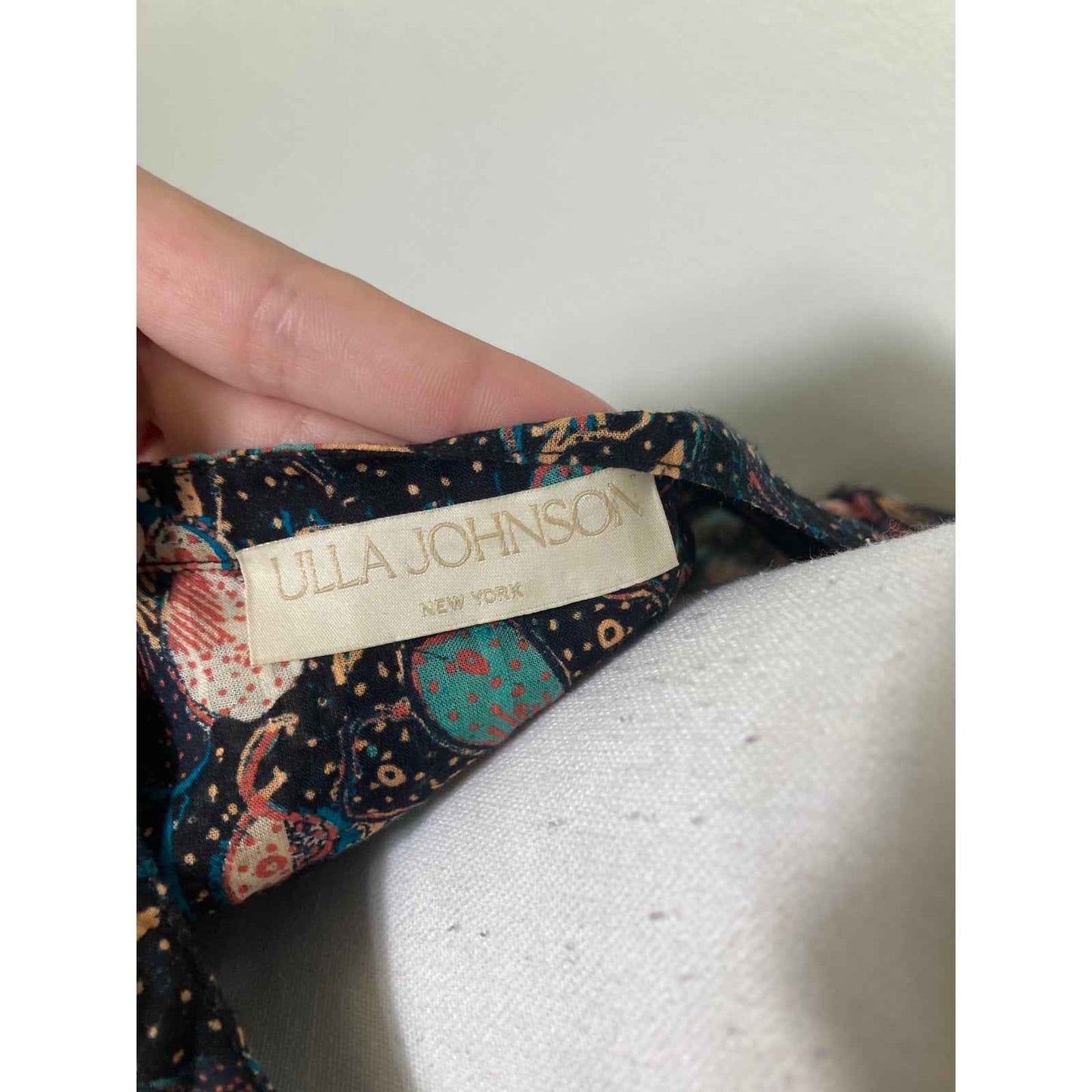Ulla Johnson Black With Teal/Orange Florals Shirt Sz 4