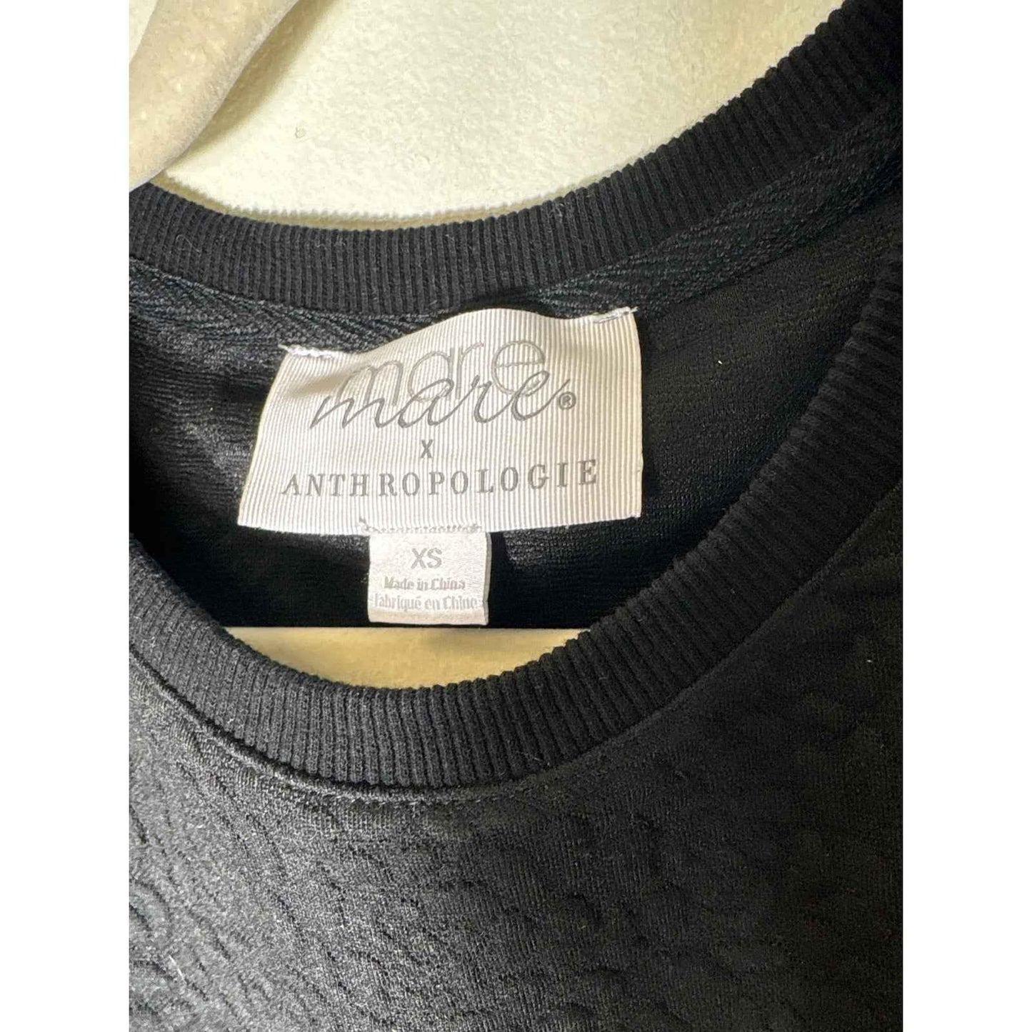 Mare Mare Black long Puff Sleeve Textured Mini Dress Sz XS
