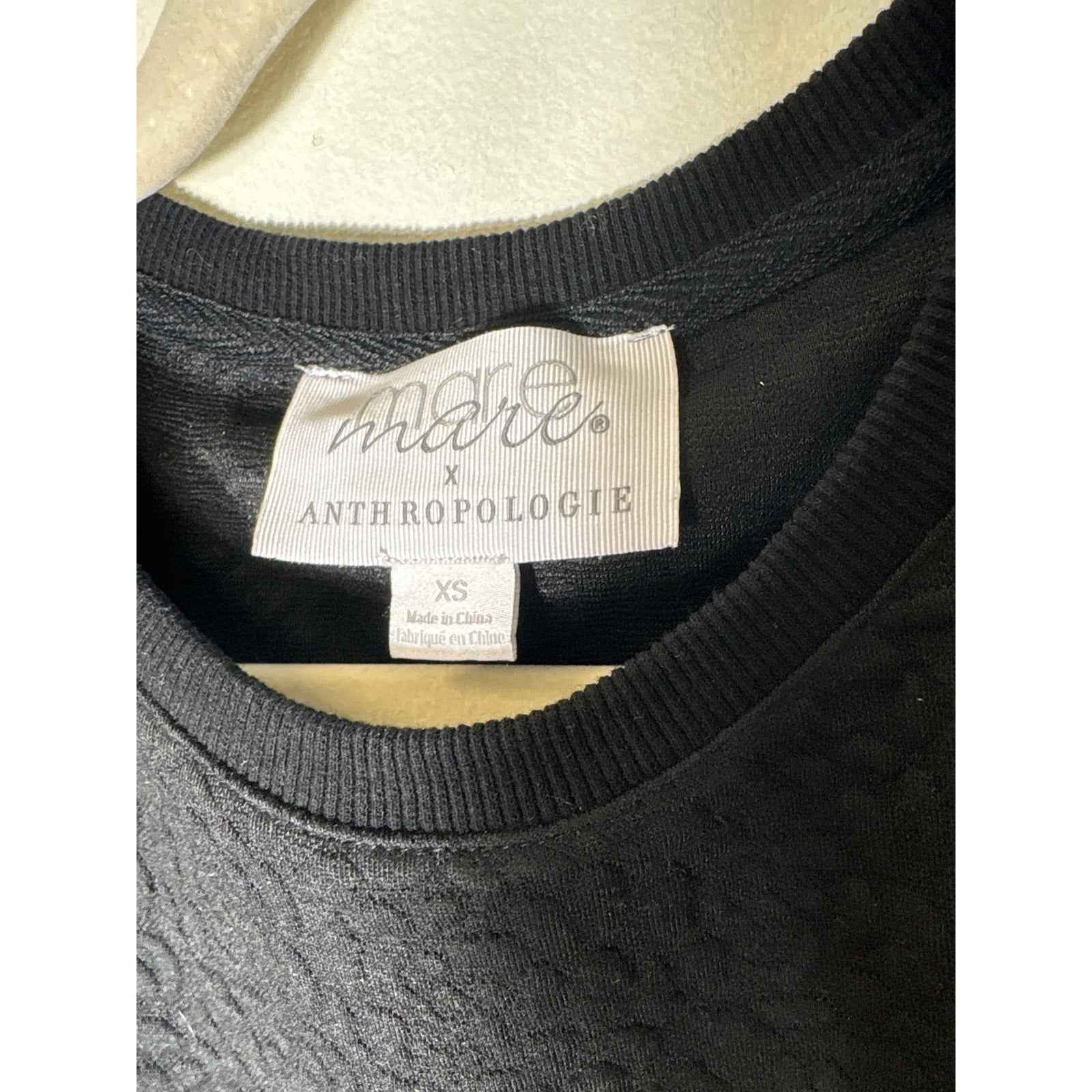 Mare Mare Black long Puff Sleeve Textured Mini Dress Sz XS