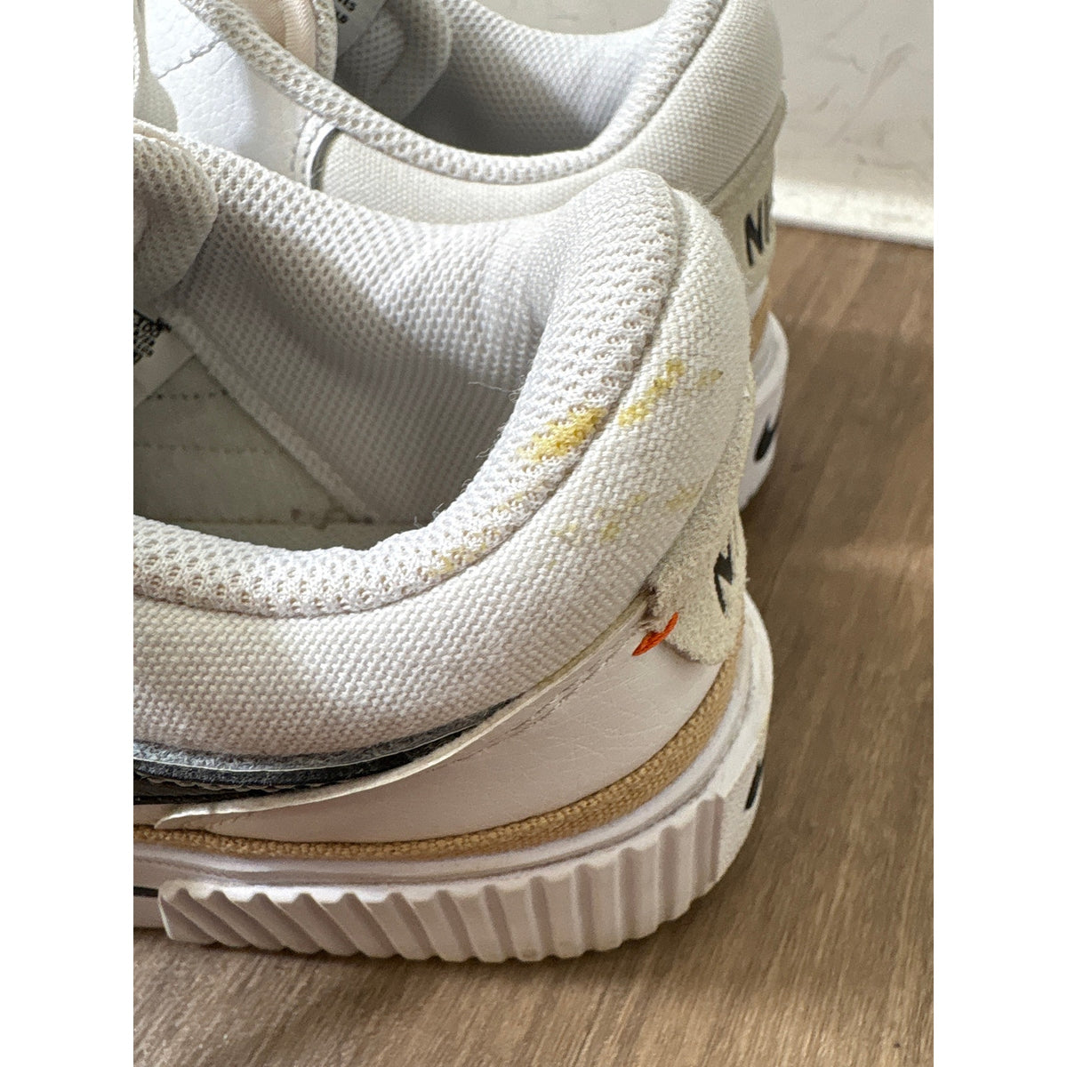 Nike White With Black Swoosh Platform Tennis Shoes Sz 8