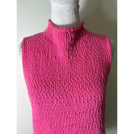 Sabyln Pink Knit Roll Over Neck Sleevless Sweater Sz L