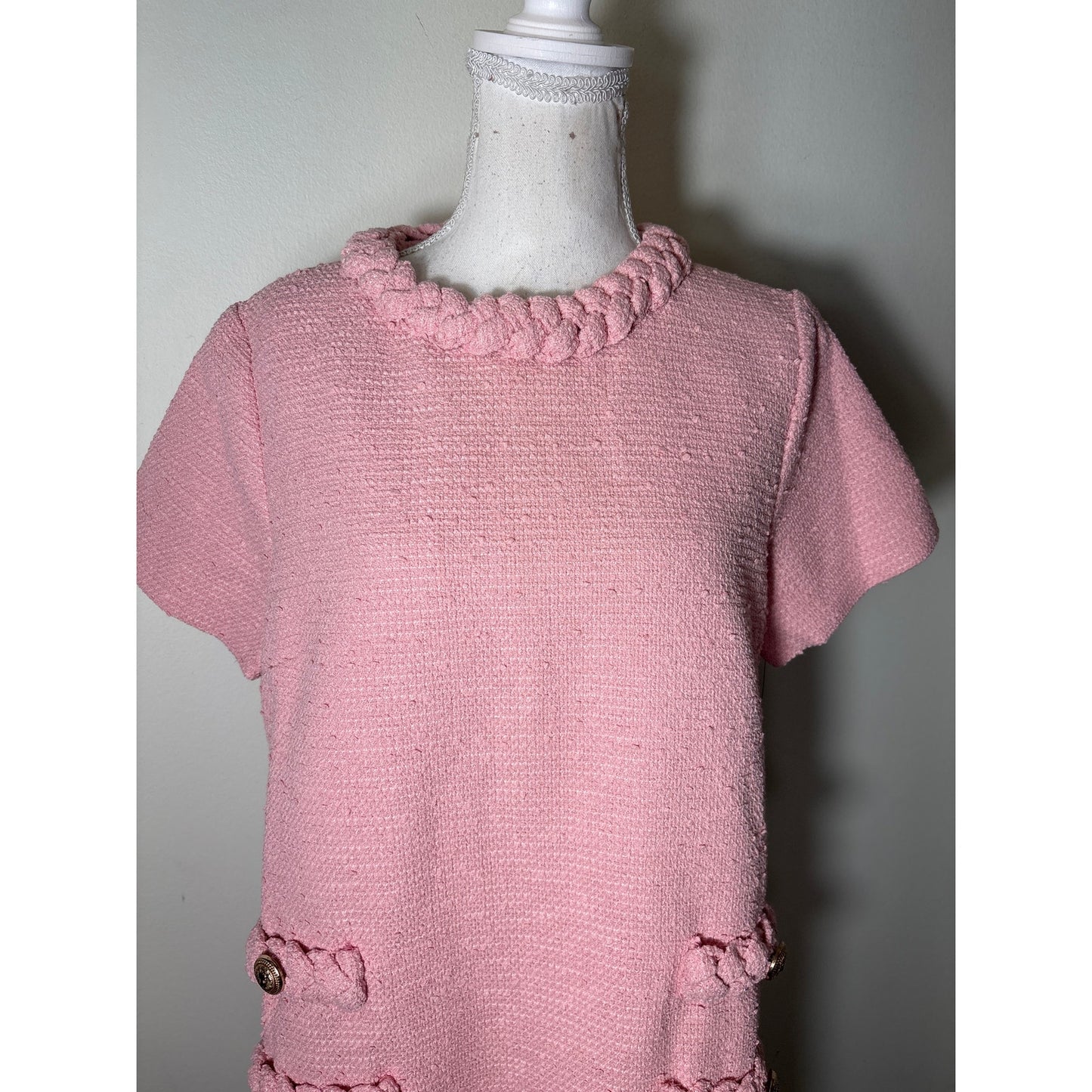 NWT Tuckernuck Pink Tweed "Jackie" Dress Sz L