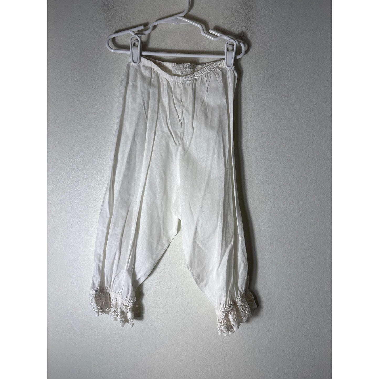 Girls Vintage PeachesNCream White Linen Top&Pants Set with Crochet Lace Trim Sz4