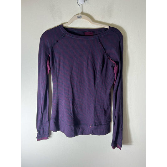 Lululemon Navy-Pink Striped Long Sleeve Athletic Top Sz 4