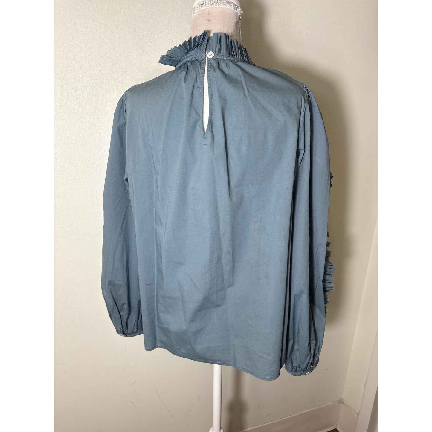 Sea Dusty Blue Mini Ruffled Long Sleeve Shirt Sz 6
