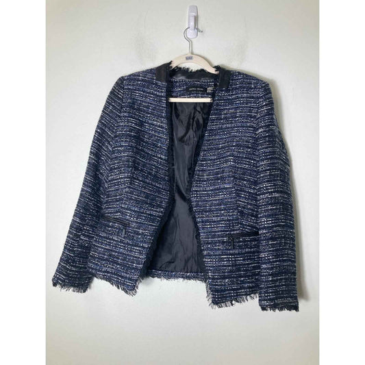 Ivanka Trump Black Purple Tweed Long Sleeve Open Front Jacket Sz 6