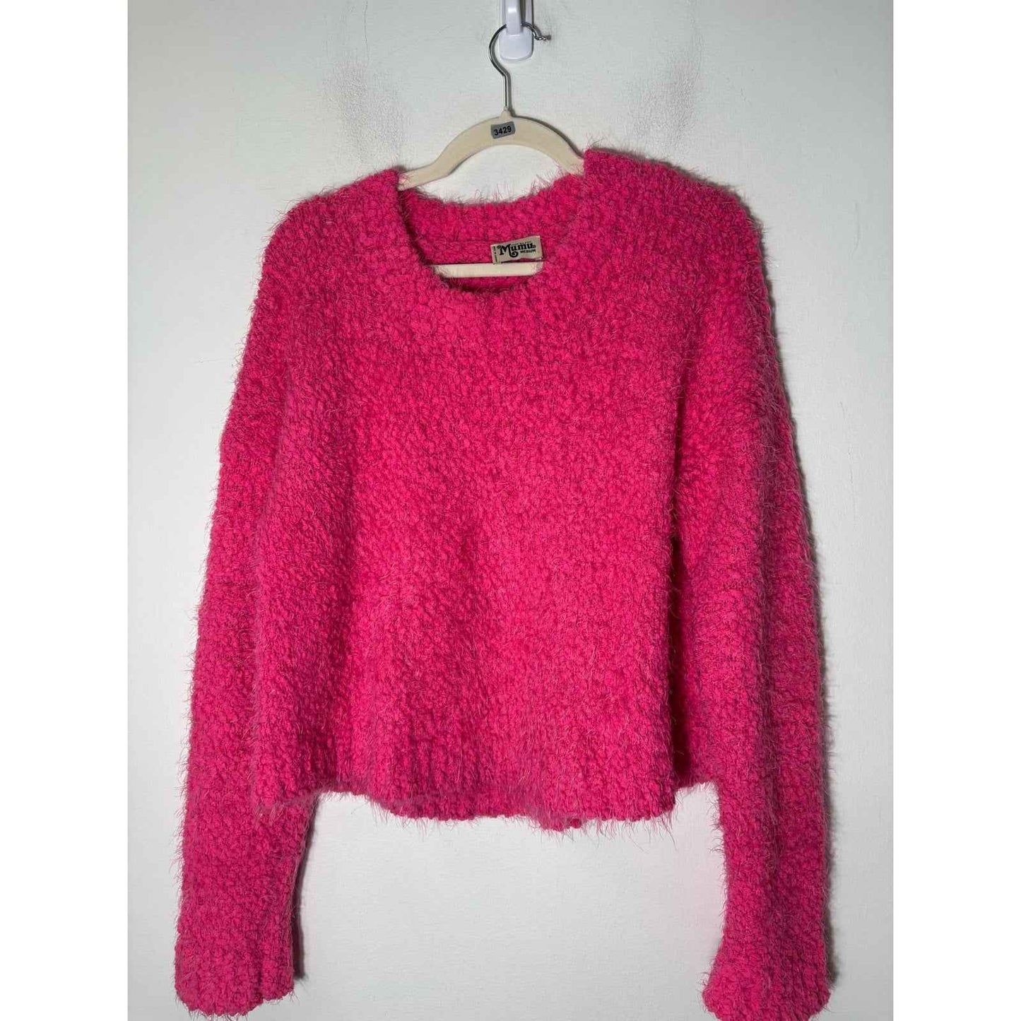 Show Me Your Mumu Hot Pink Cropped Long Sleeve Sweater Sz M