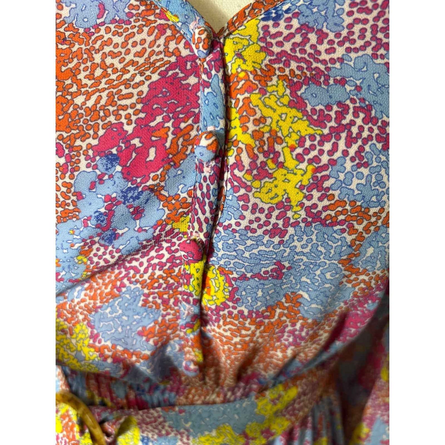 Allison New York Multicolor Long Sleeve Tiered Ruffled Maxi Dress Sz M