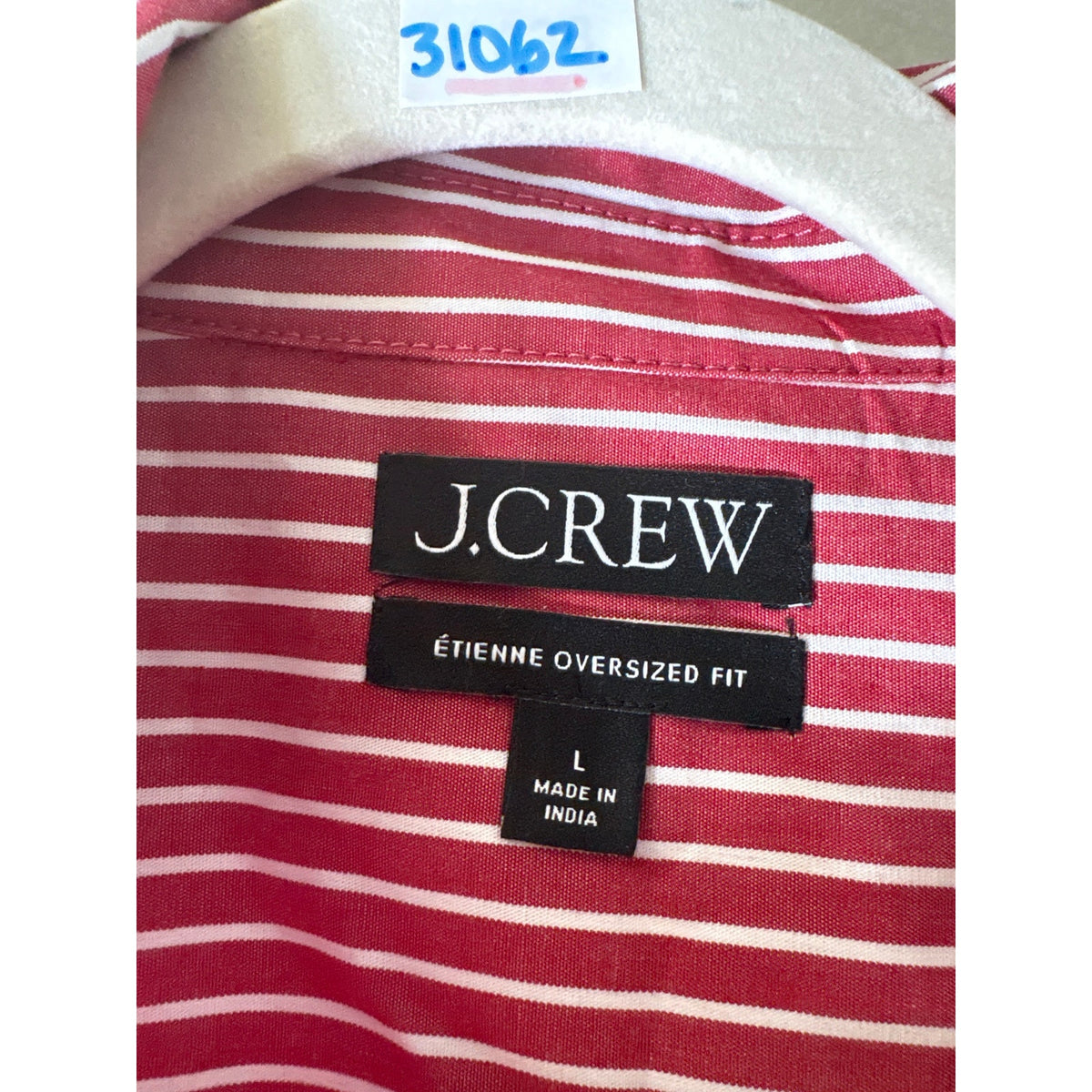 J. Crew Red And White Stripe Button Up Etienne Shirt Sz L