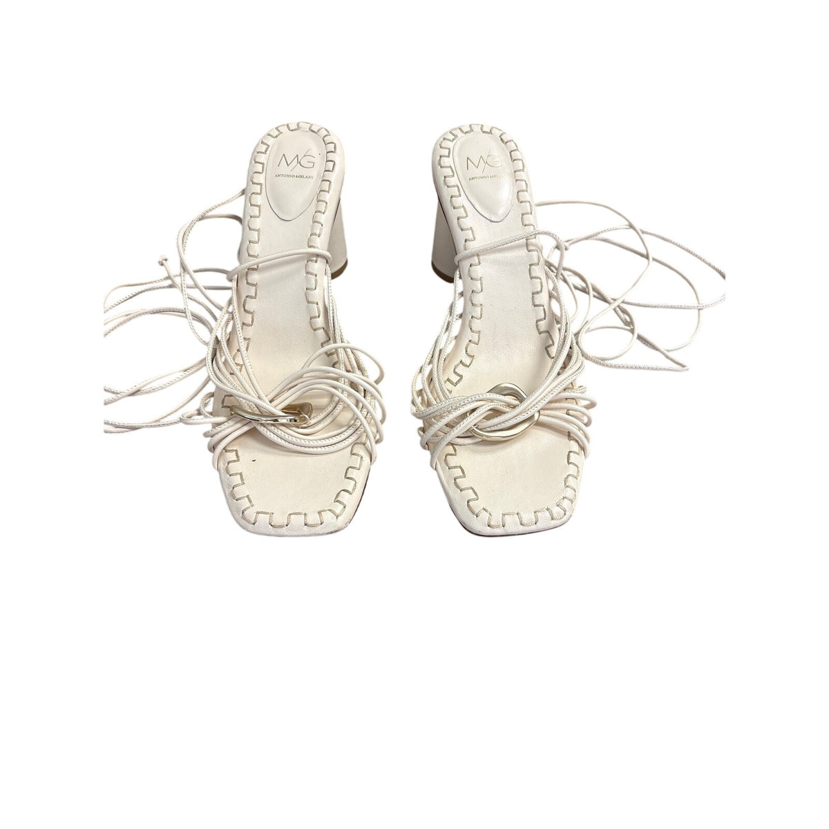 Antonio Melani M/G Cream Strappy Block Sandals Sz 9