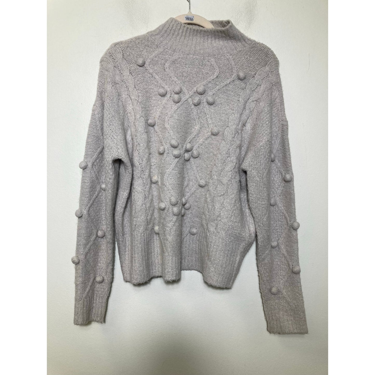 RD Style Light Gray Turtleneck Pom Sweater Sz M