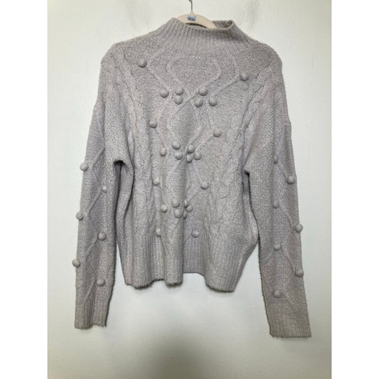 RD Style Light Gray Turtleneck Pom Sweater Sz M