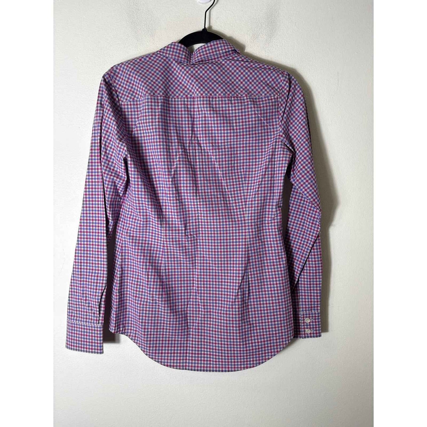 NWT Fushia and Purple Check Long Sleeve Button Up Shirt Sz S