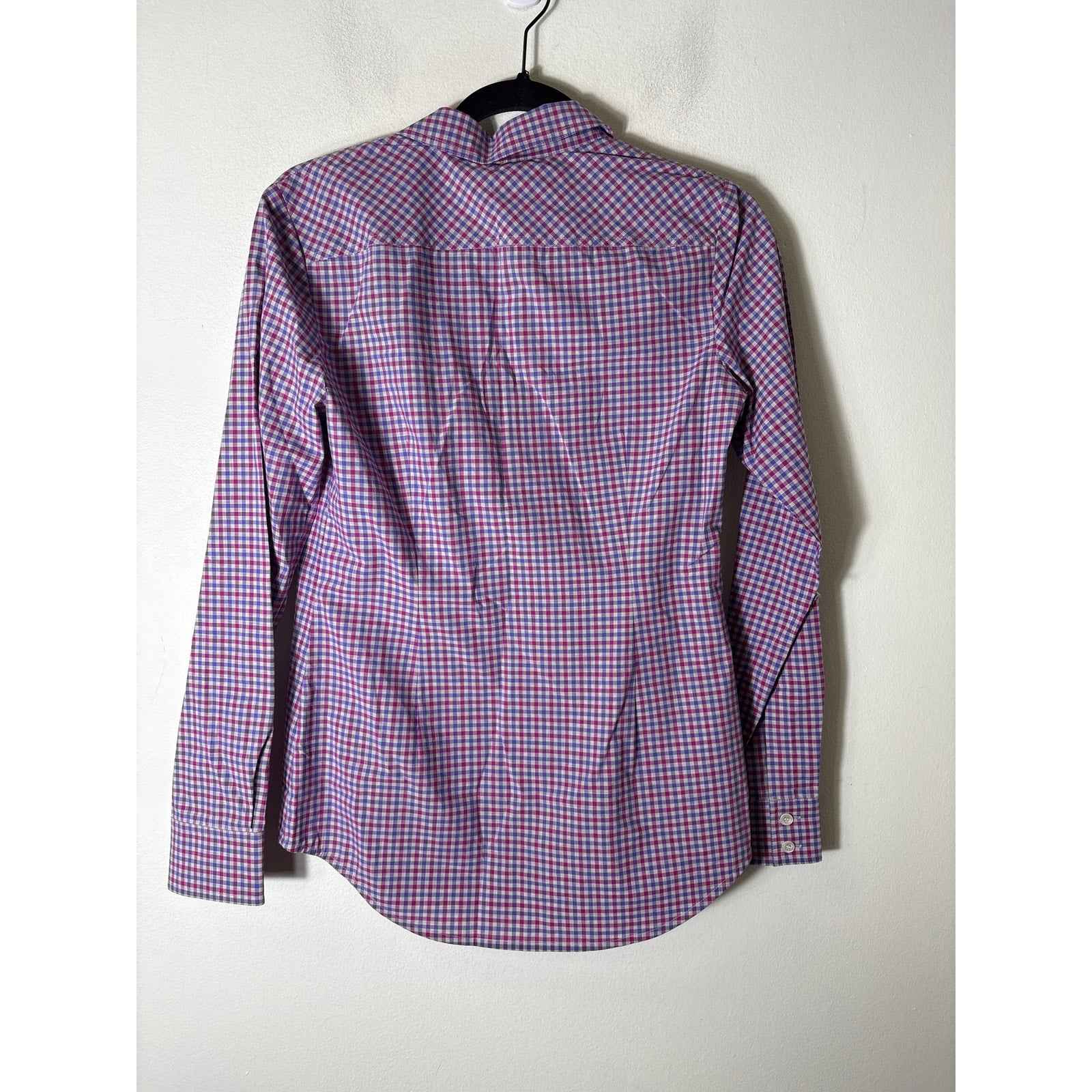 NWT Fushia and Purple Check Long Sleeve Button Up Shirt Sz S