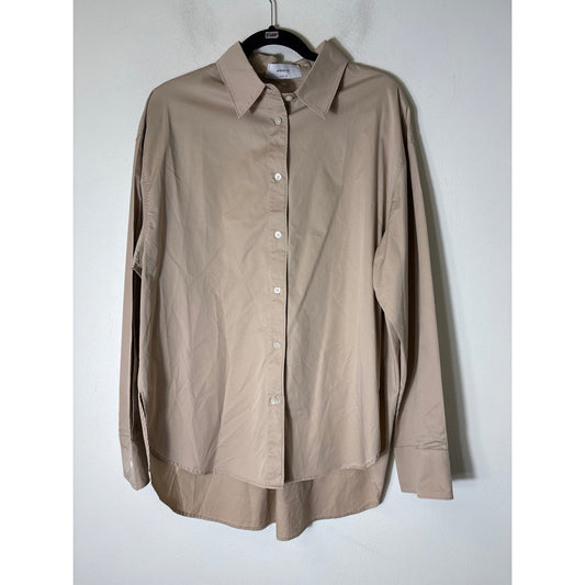 Soldout.NYT Tan Long Sleeve Button Up Cotton Shirt Sz M