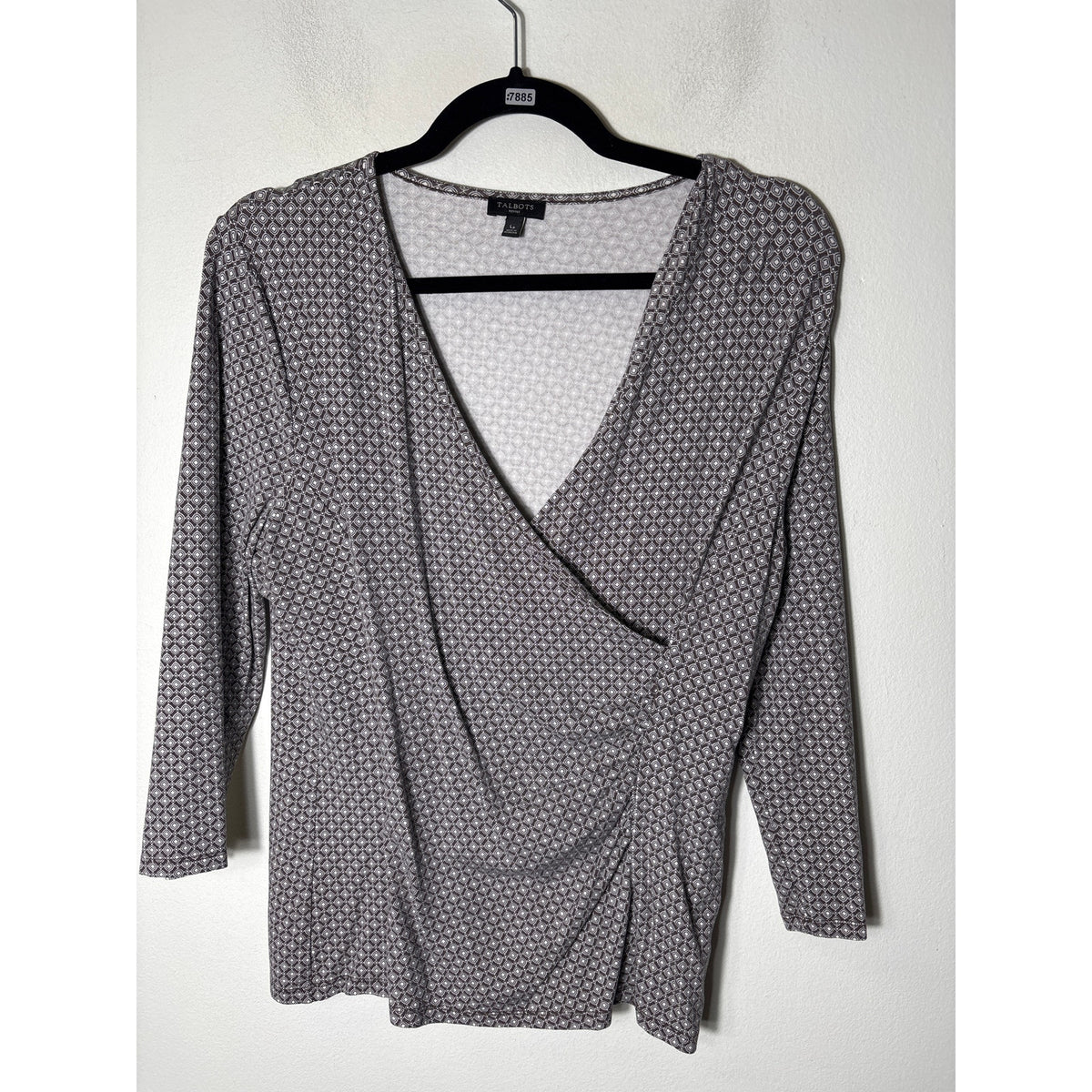 Talbots Brown Criss Cross Front V Neck 3/4 Sleeve Sz LP