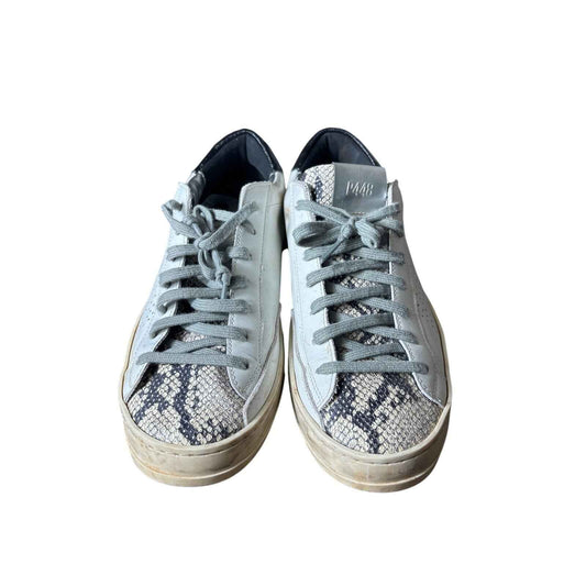 P448 White and Black w/Snake Skin Accent on Toe Tennis Shoes Sz 40 (9.5)
