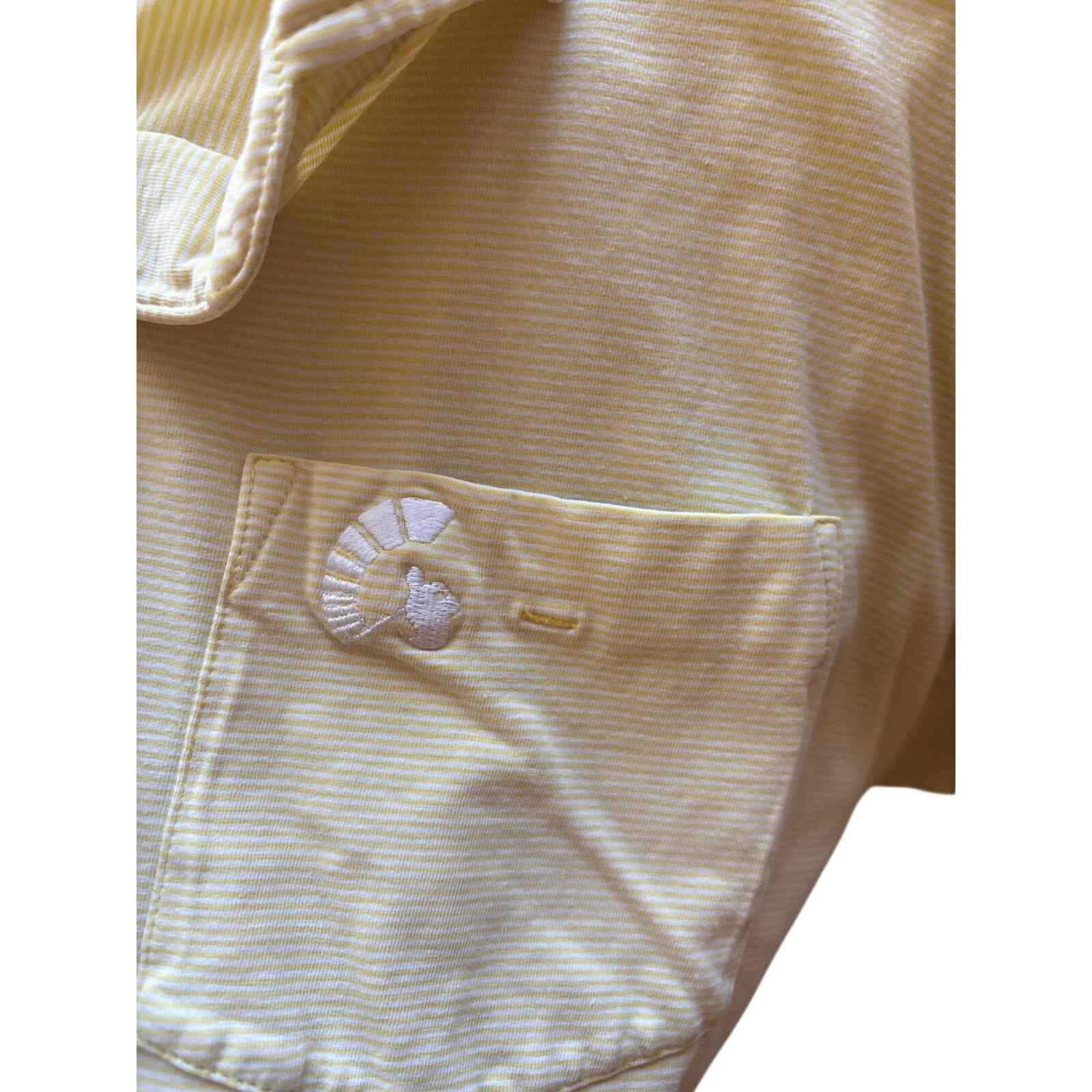 Men's B Draddy Yellow White Stripe Short Sleeve Spartan Shirt Sz L