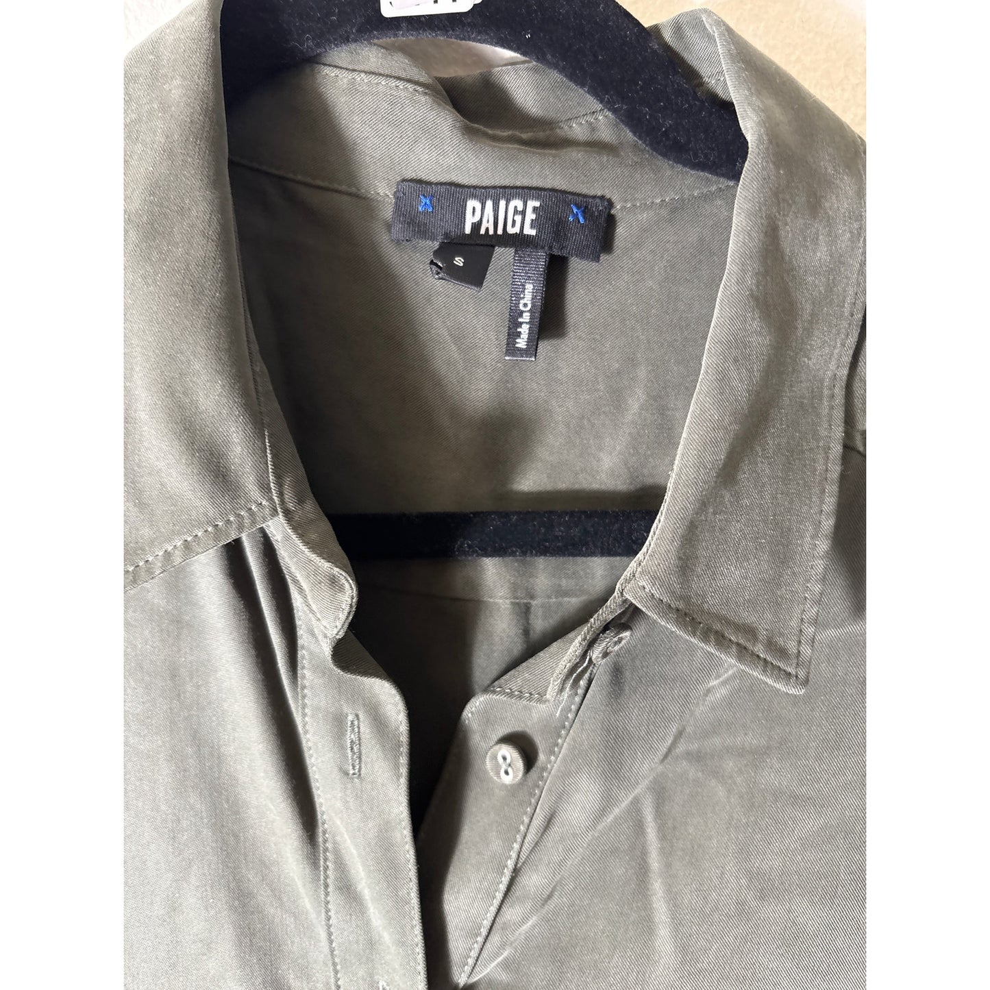 Paige Charcoal Gray green
 Short Sleeve Button Up Dress sz S