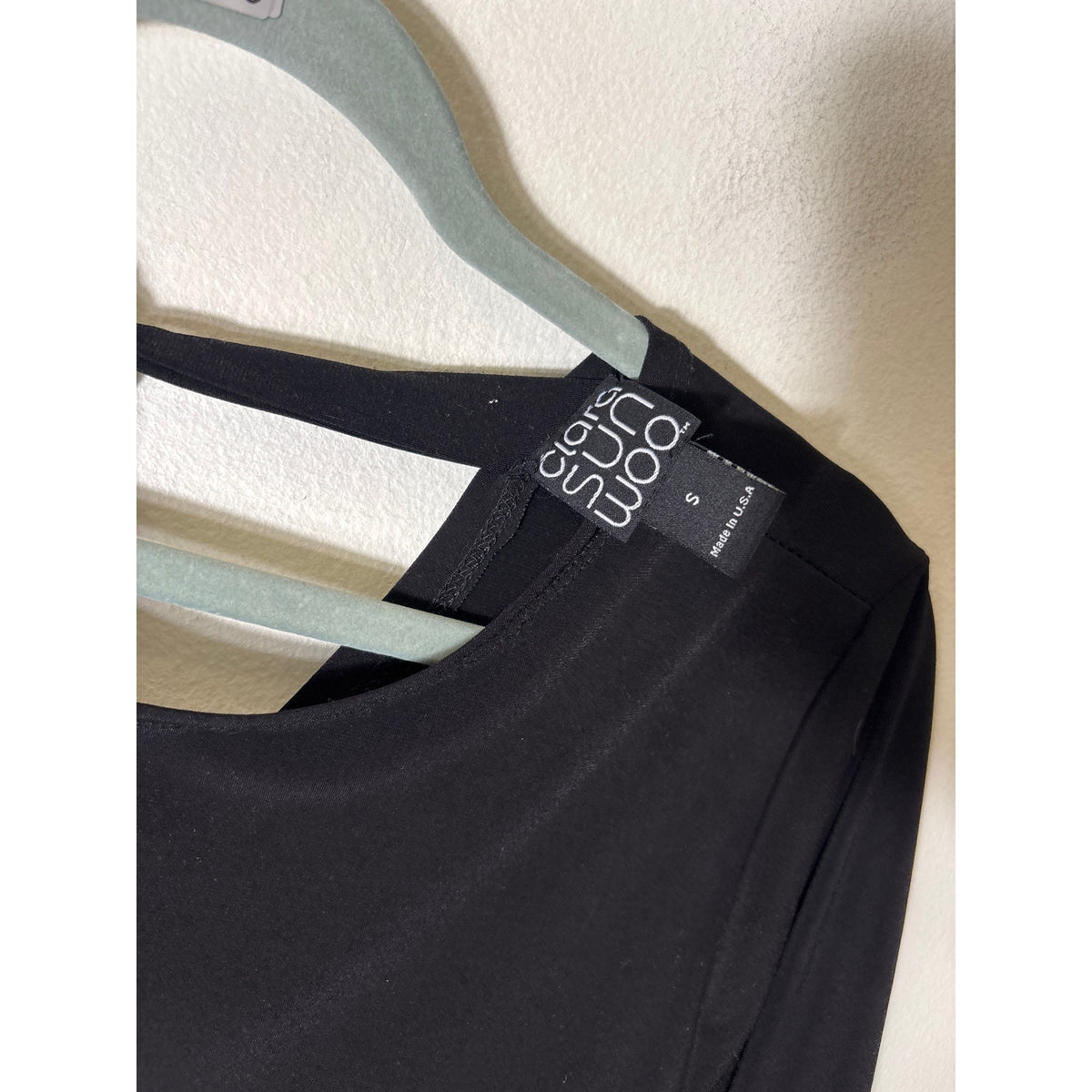 Clara Sun Woo Black Half Sleeve Midi Shift Dress Sz S
