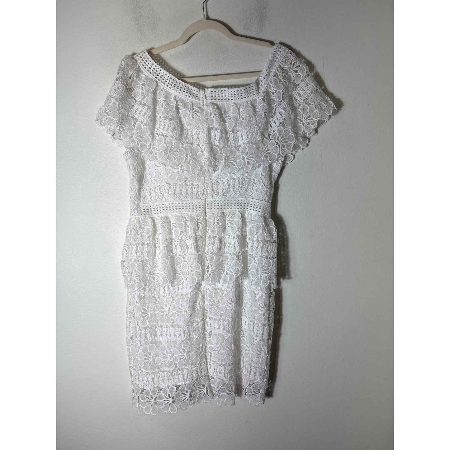 Boohoo Occasion White Lace Off The Shoulder Dress Sz 12