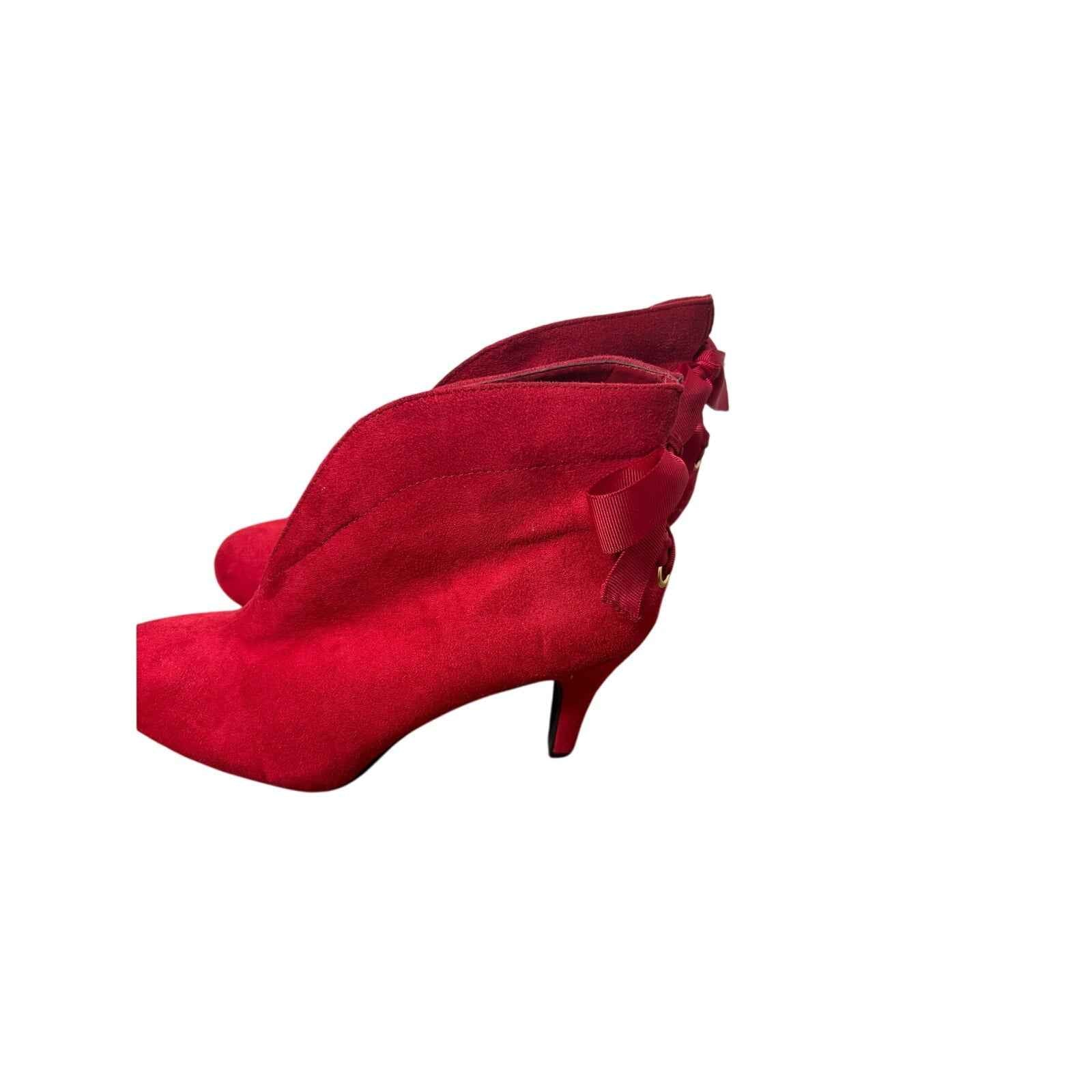 IMPO Red Stretch Faux Suede High Heel Pull On Bootie Sz 6