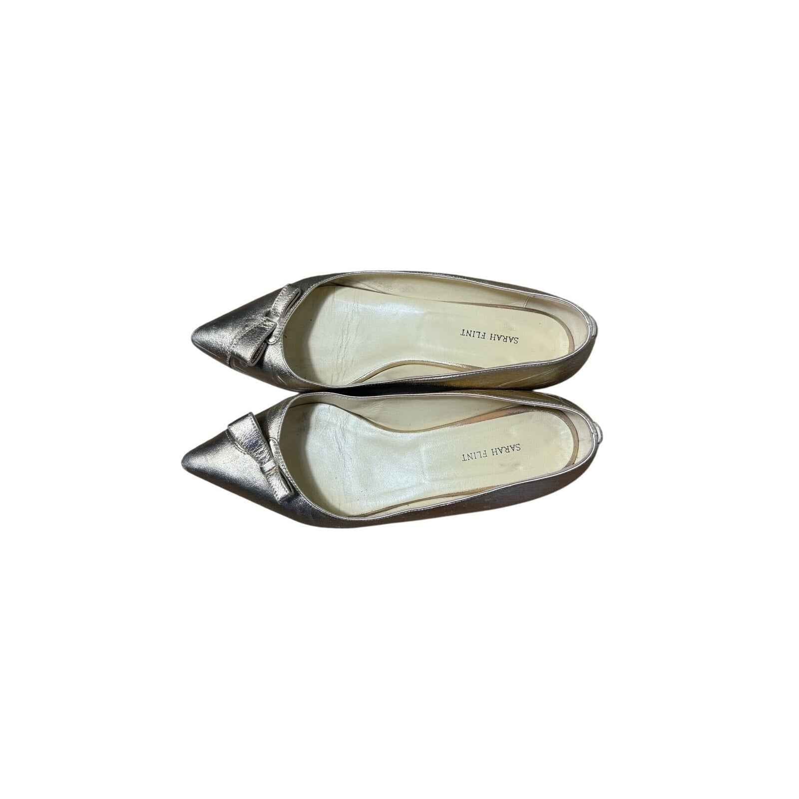 Sarah Flint "Natalie" Gold Pointed Toe Flats Sz 39.5 (9)