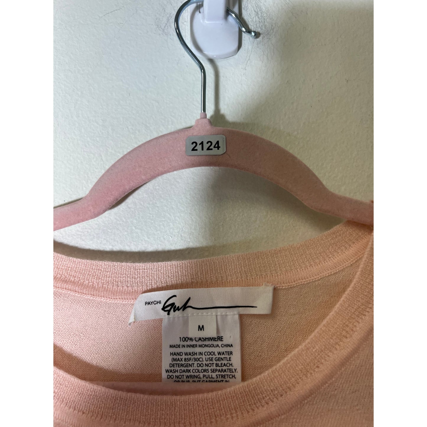 Paychi Guh Pink Cashmere Short Sleeve Knit Shirts Sz M
