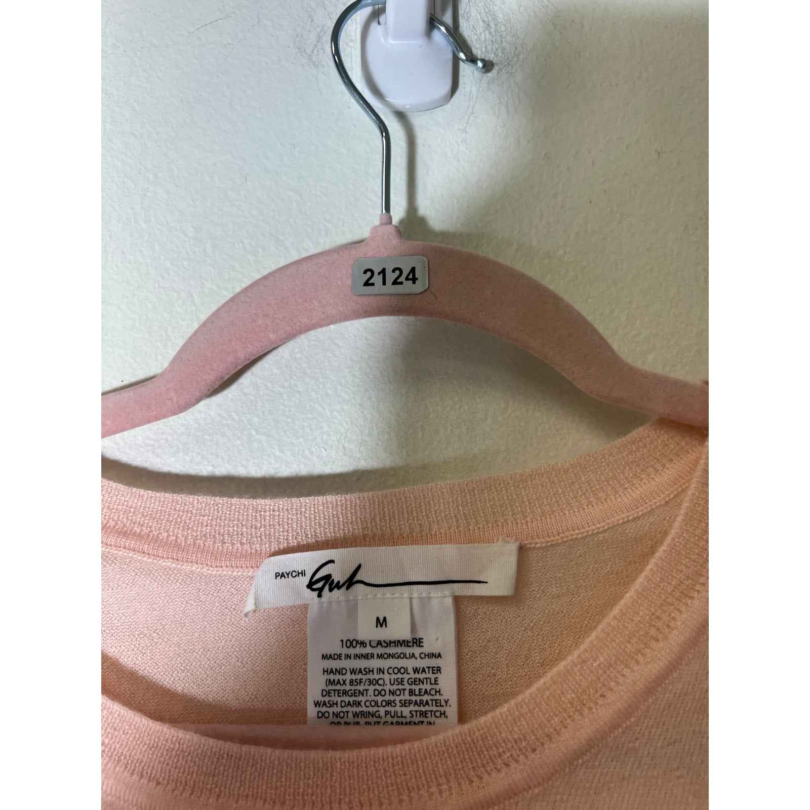 Paychi Guh Pink Cashmere Short Sleeve Knit Shirts Sz M