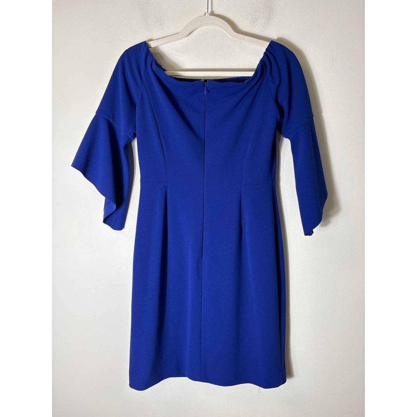 Antonio Melani Deep Blue Off the Shoulder 3/4 Sleeve Dress Sz 4