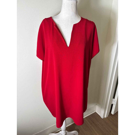 Diane von Furstenberg Classic Red Cap Sleeve V-Neck Dress Sz M