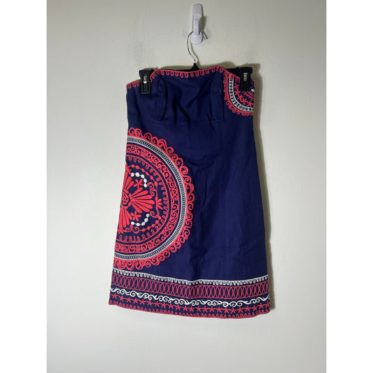 Lilly Pulitzer Navy Blue Strapless Cotton Mini Dress Sz 0