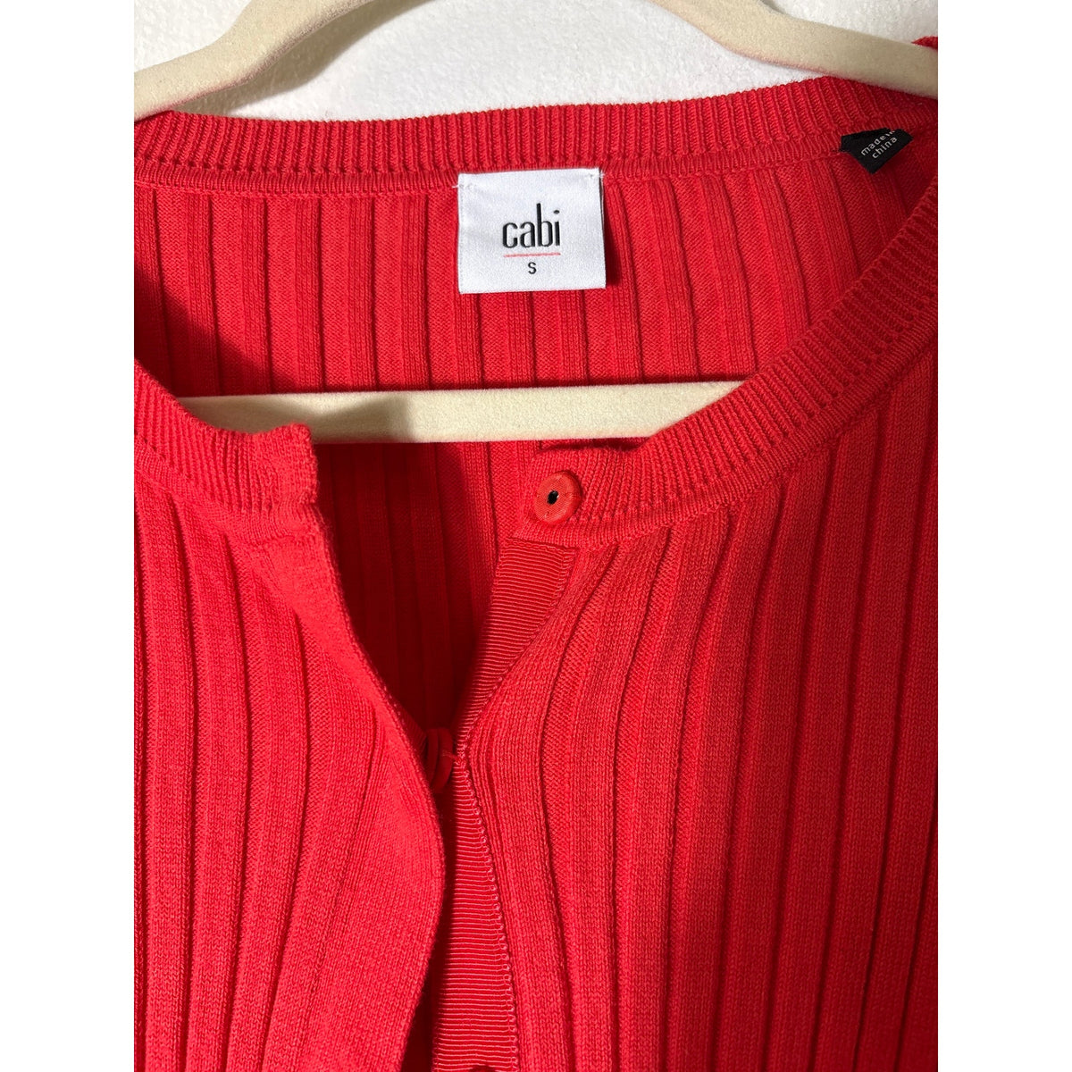 Cabi Orange Ribbed Long Bell Sleeve Cardigan Sweater Sz S