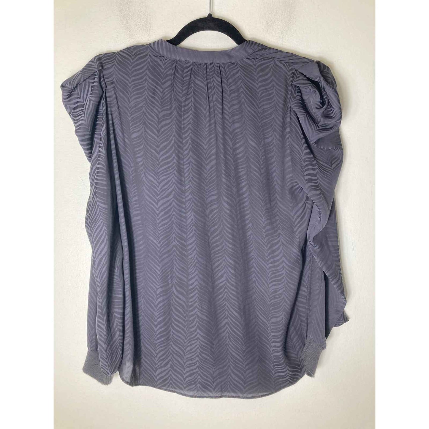 Current Air Black Feather Quill Design Blouse Sz XS