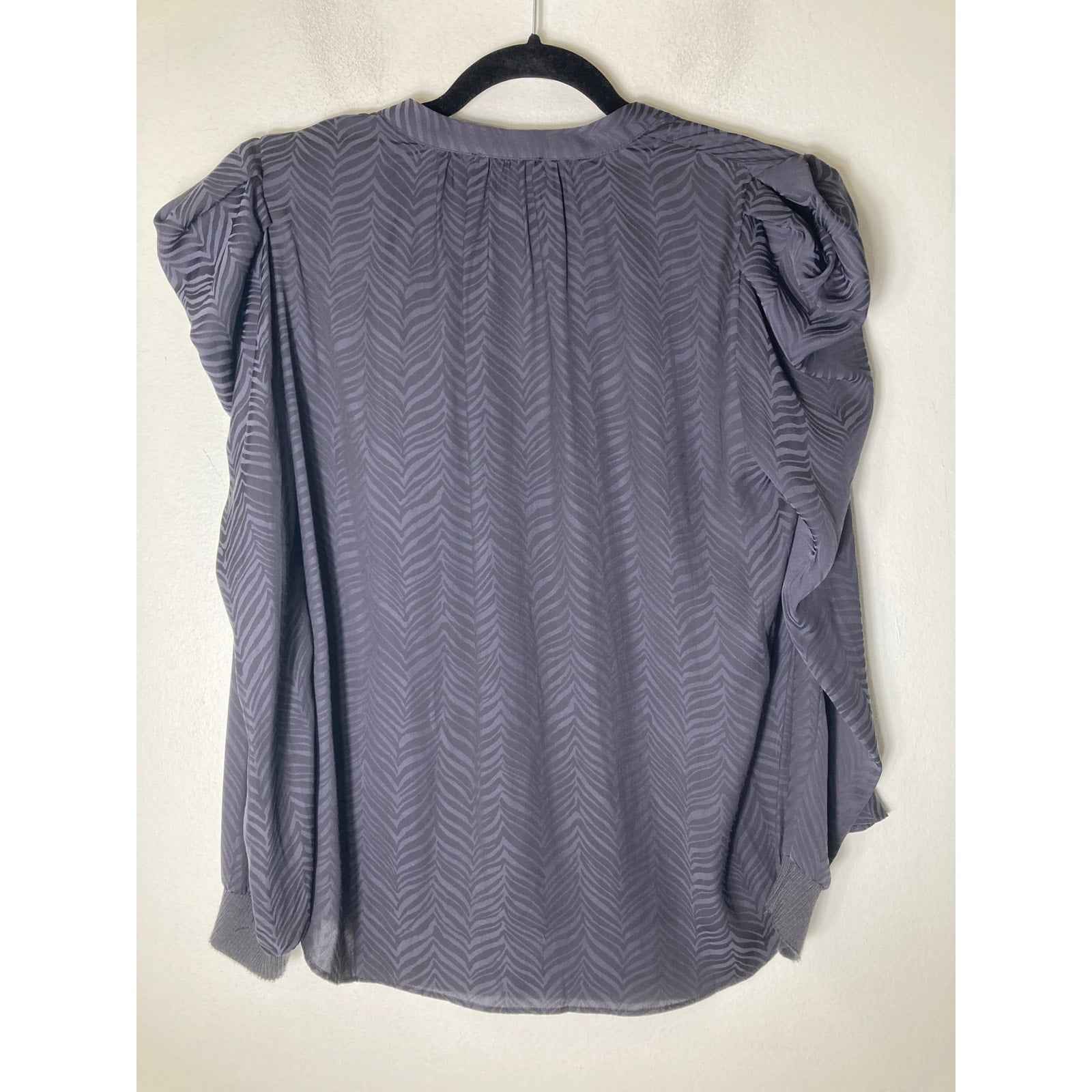 Current Air Black Feather Quill Design Blouse Sz XS