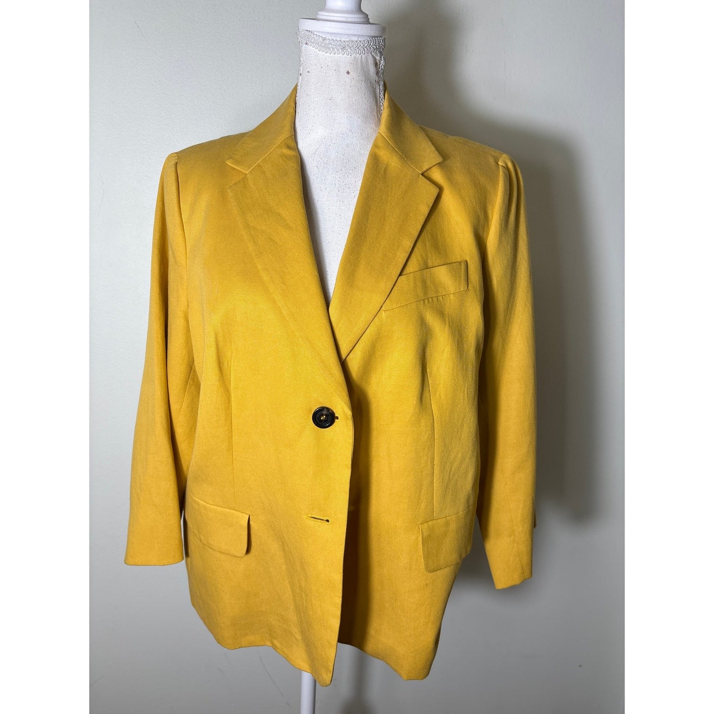 Weekend Max Mara Mustard Yellow Long Sleeve 2 Button Blazer Sz 16