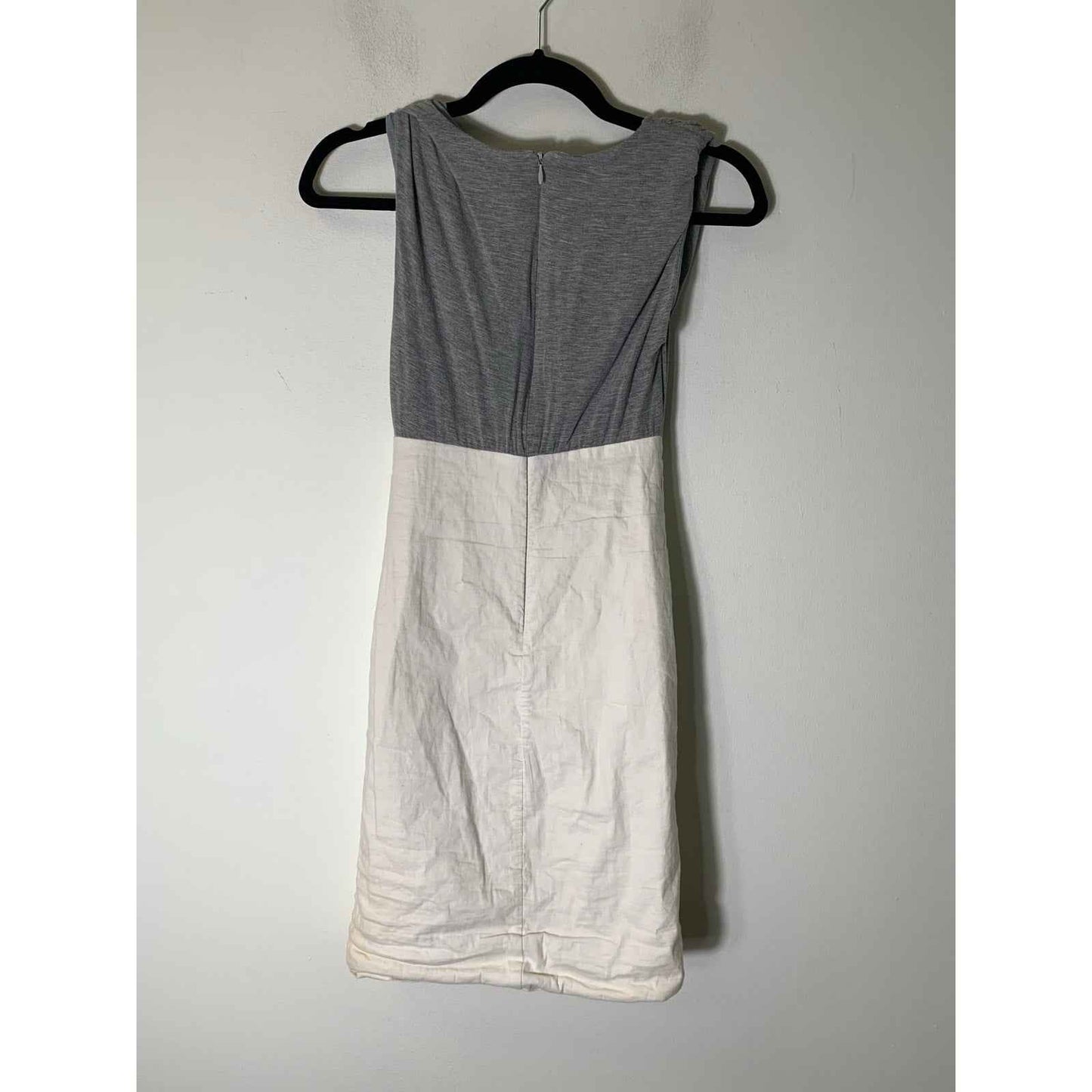 Nicole Miller Gray White Mixed Media Color Block Knee Length Sleeveless Dress sZ 2