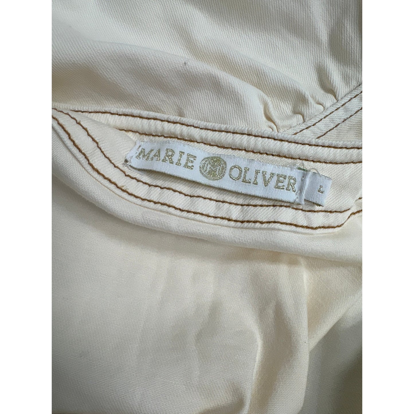 Marie Oliver Cream Denim Puff Sleeve Wrap Maxi Dress Sz L